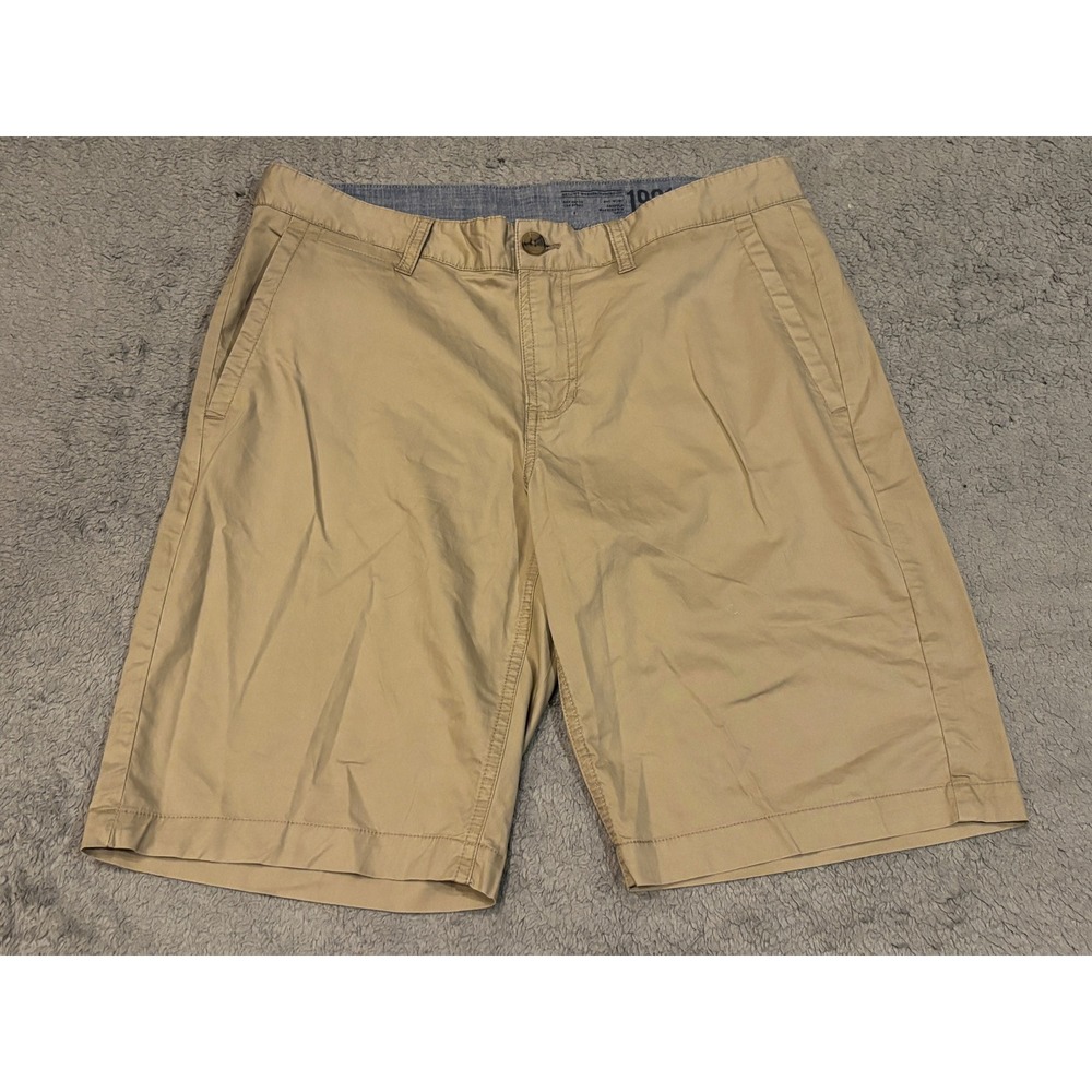 1901 Nordstrom Mens Slim Fit Chino Shorts Tan Khaki Cotton Size 31 Flat Front